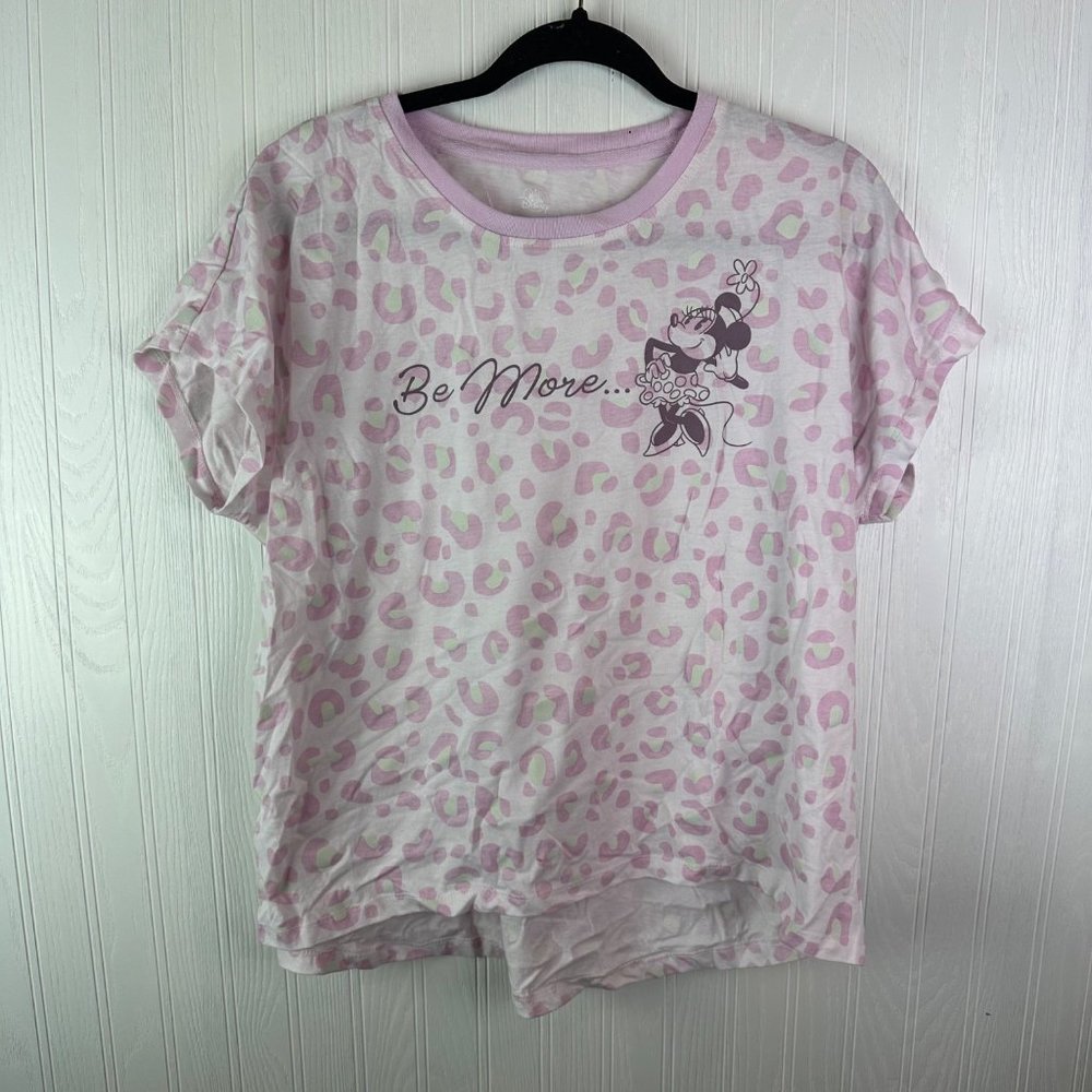 Disney Minnie Mouse Leopard Print Short Sleeve Tee size‎ XL Pink
